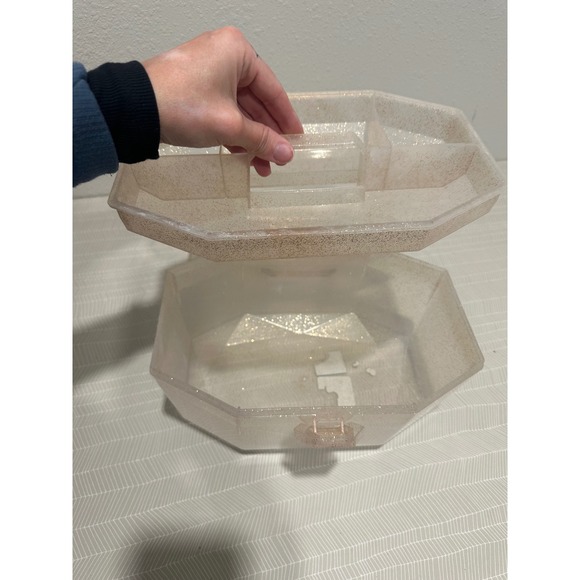 Glitter Gem Shape Jewelry makeup Storage Box Case Handle - Picture 8 of 8